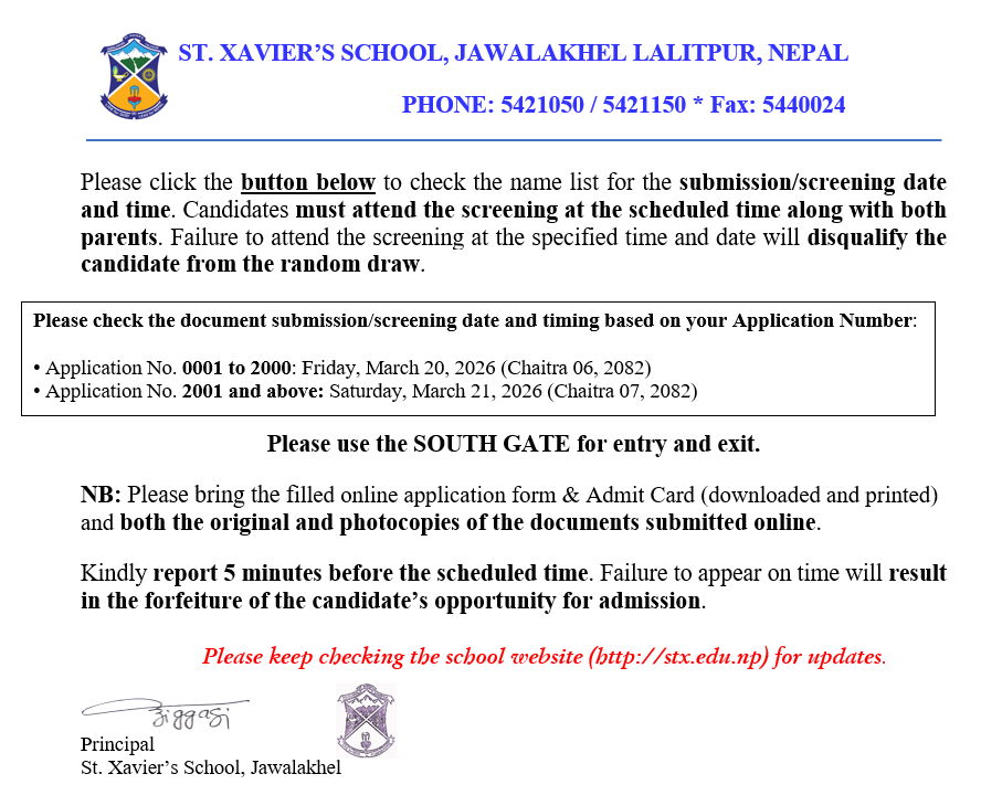 Class 1 document submission/screening date and timing.
