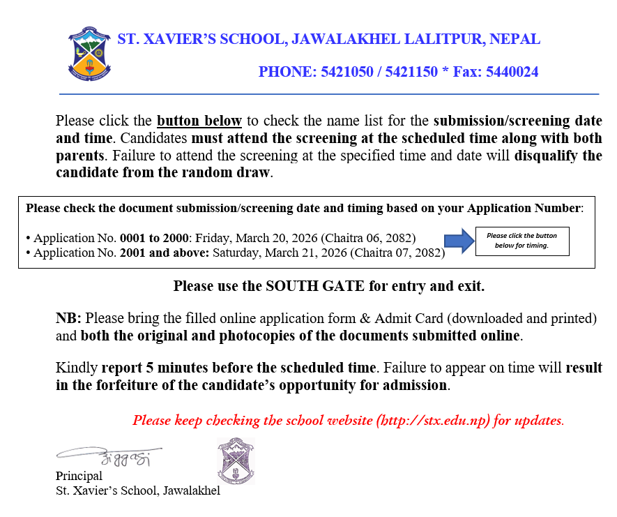 Class 1 Document Submission/Screening Date and Timing.