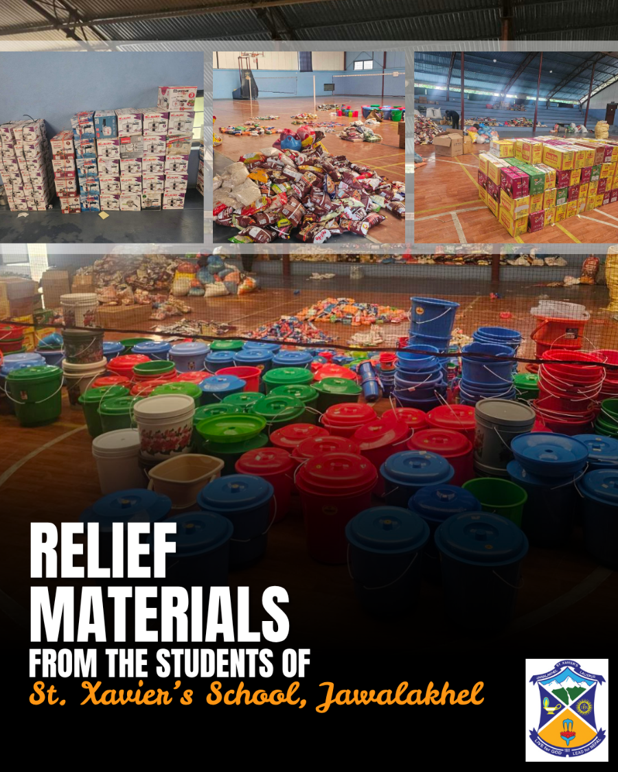 RELIEF MATERIALS COLLECTED FROM STUDENTS FOR THE VICTIMS OF THE BHOTEKOSHI FLOOD