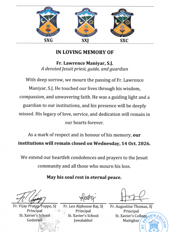 IN LOVING MEMORY OF FR. LAWRENCE MANIYAR, SJ