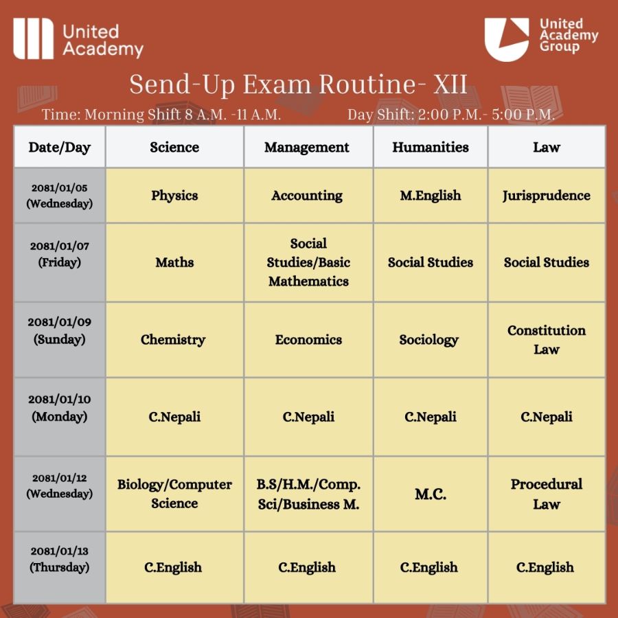 Send - Up Examination Routine of Grade XI