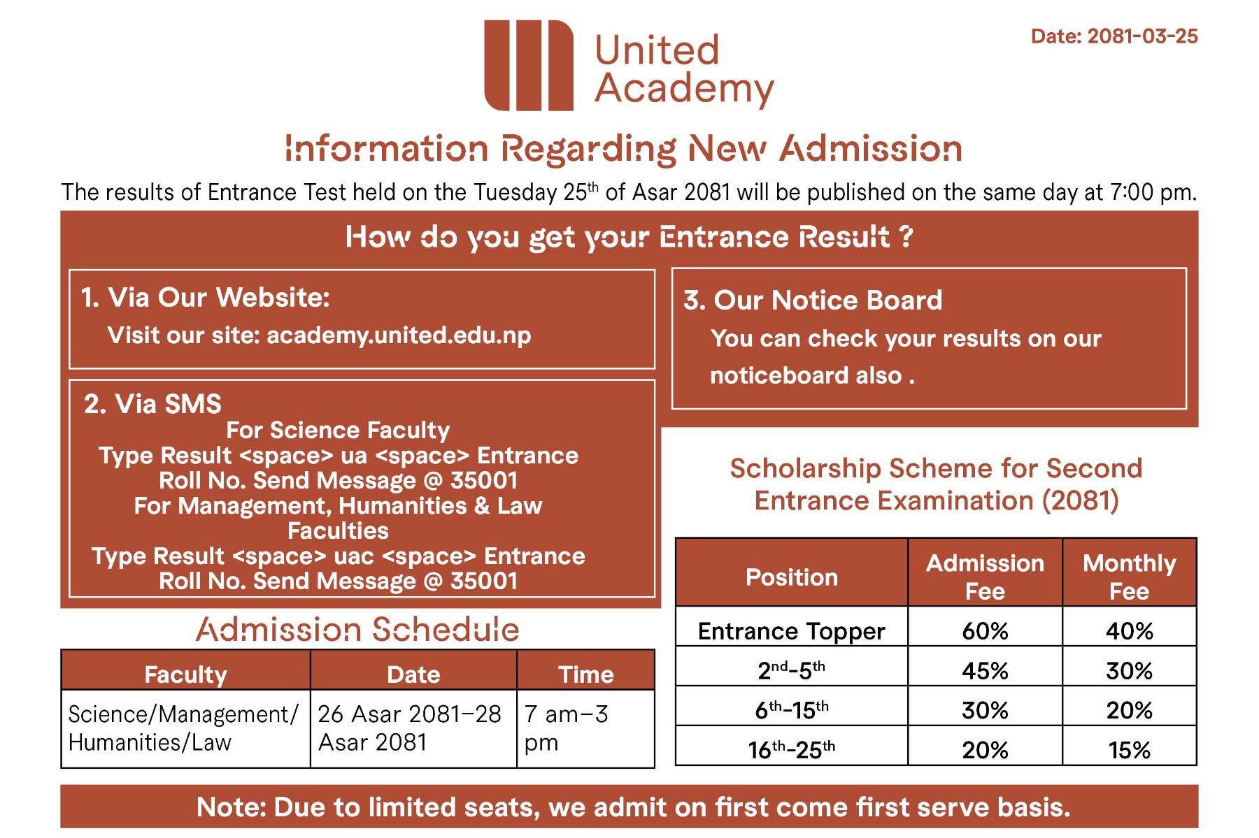 INFORMATION REGARDING NEW ADMISSION