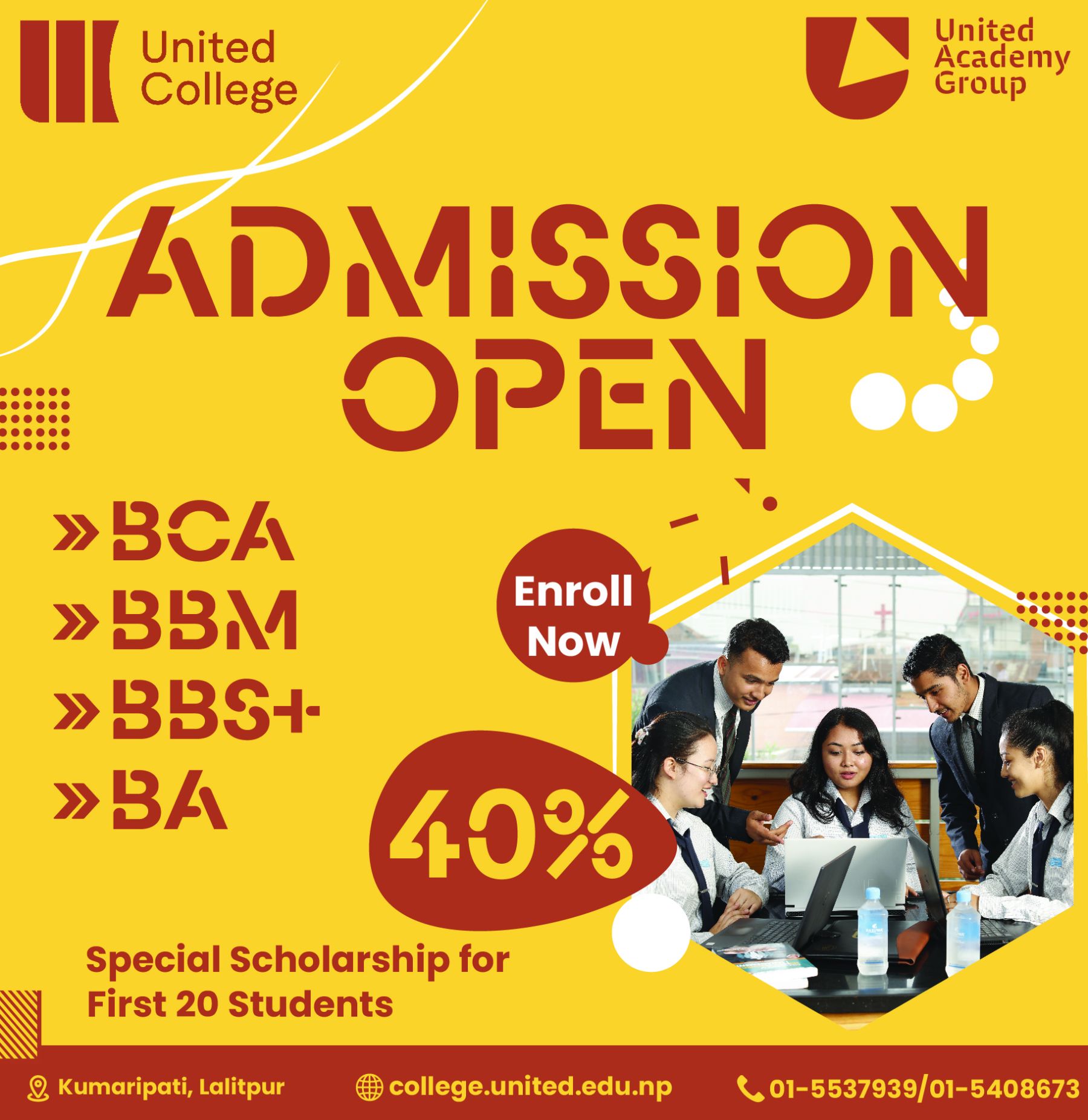 Admission Open for BCA, BBM, BBS+ and BA