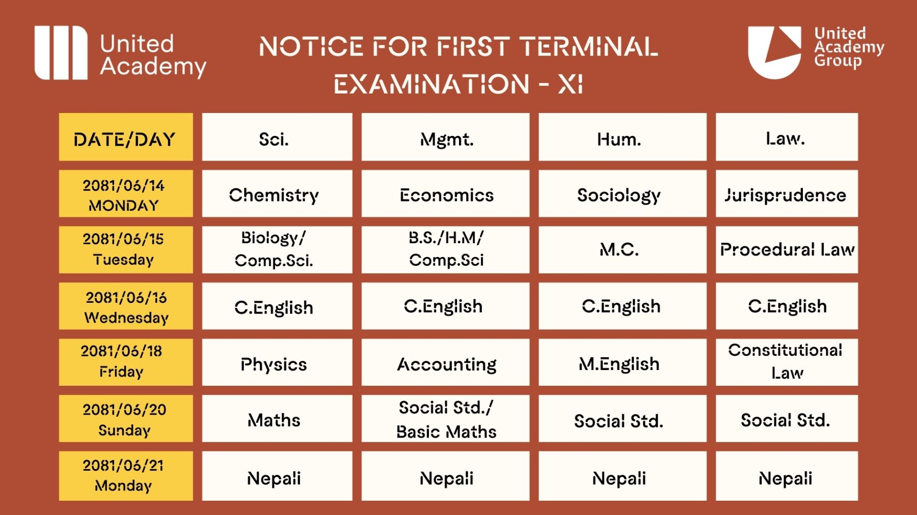 First Term Examination- 2081