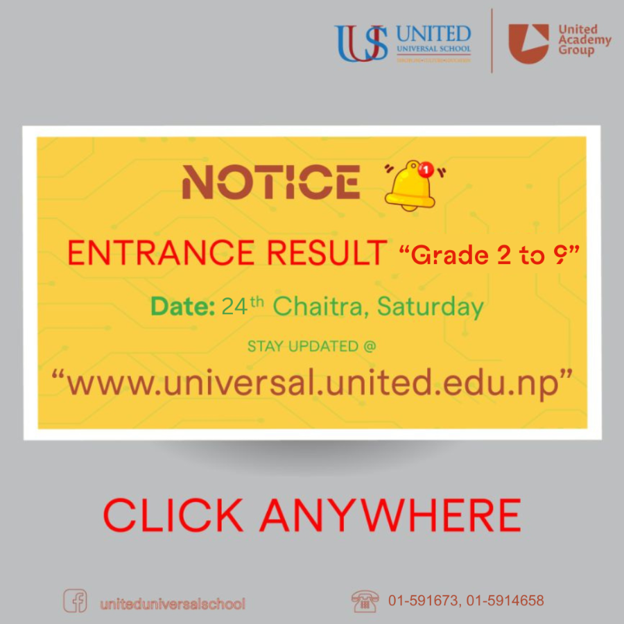 Announcement for Class 2 to 9 Entrance Result Publishment!