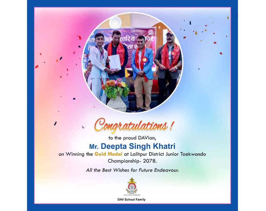 Congratulations to Mr. Deepta Singh Khatri- Grade X