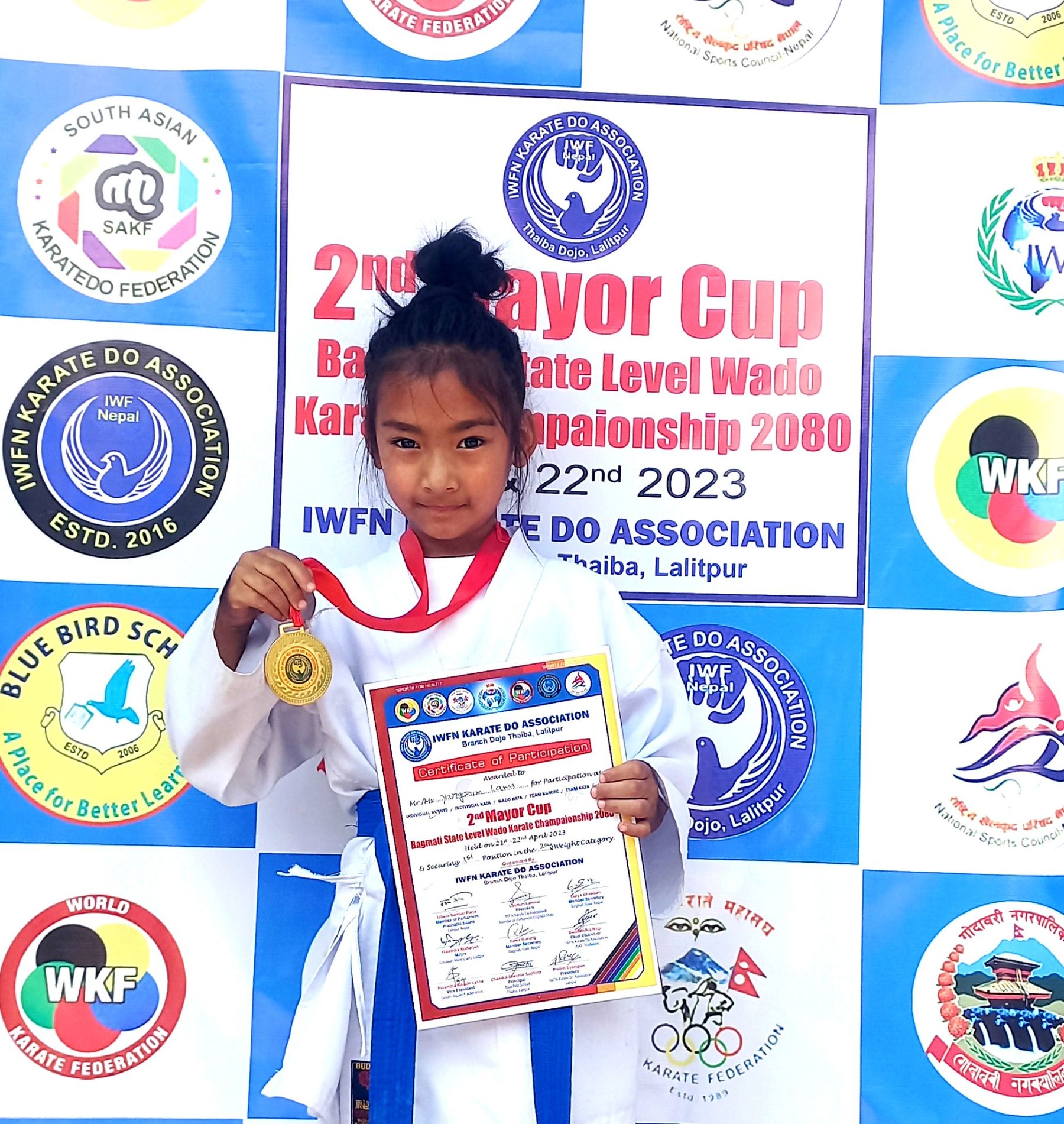 Gold Medal for Yangzum Lama in Individual Kumite Karate