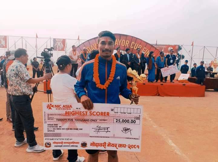 Mr. Maharjan Won 'Best Scorer Award' in Soccer Championship