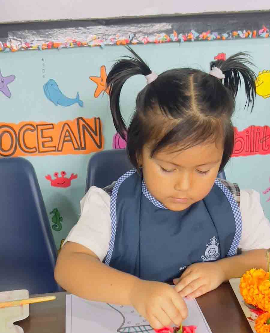 Flower Printing Activity at DAV Kindergarten
