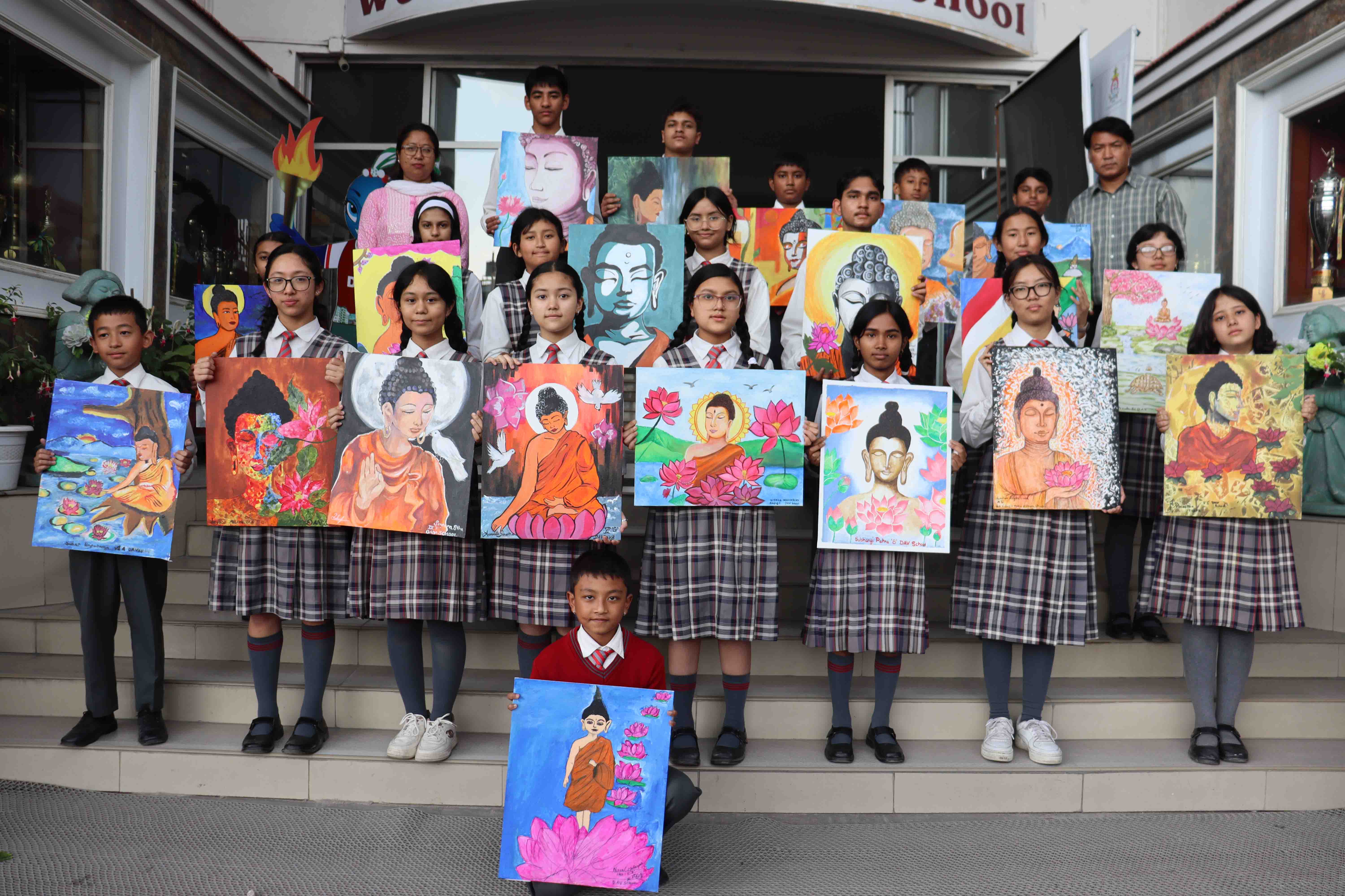 DAV Students Participate in Lord Gautam Buddha Painting Workshop for Grand Exhibition in Lumbini