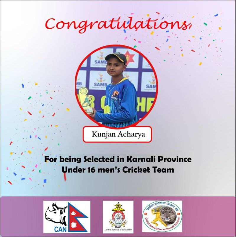 Kunjan Acharya Selected for Karnali Province Men’s Under-16 Cricket Team