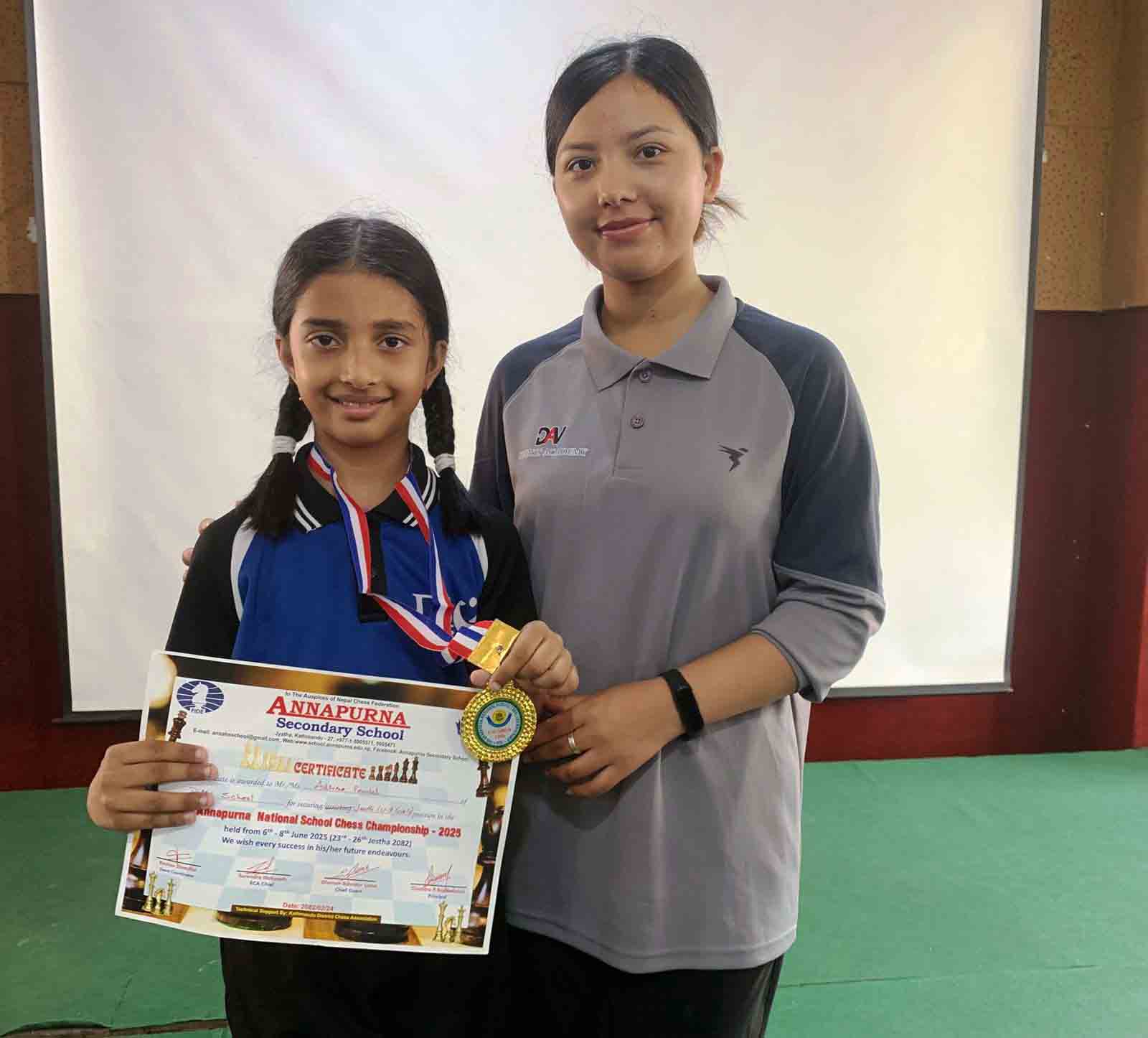 Adhira Paudel Achieves 10th Position in 20th Annapurna School National Chess Competition, 2025