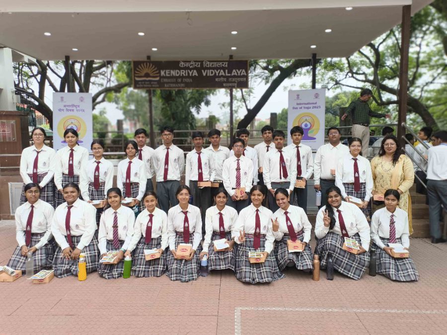 DAVSKVB Students Participate in International Yoga Day Celebration Organised by the Embassy of India