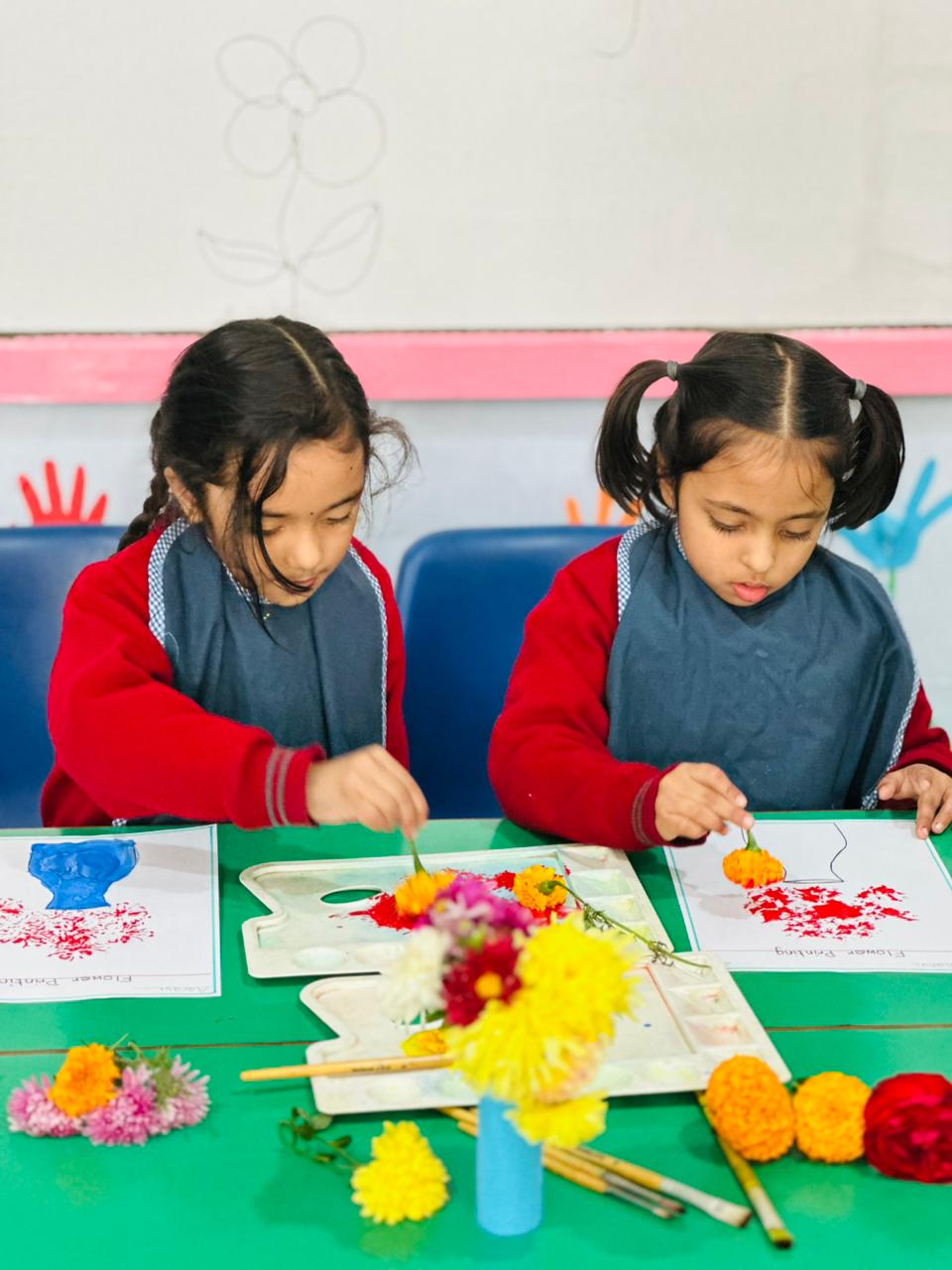 Flower Printing Activity at DAV Kindergarten