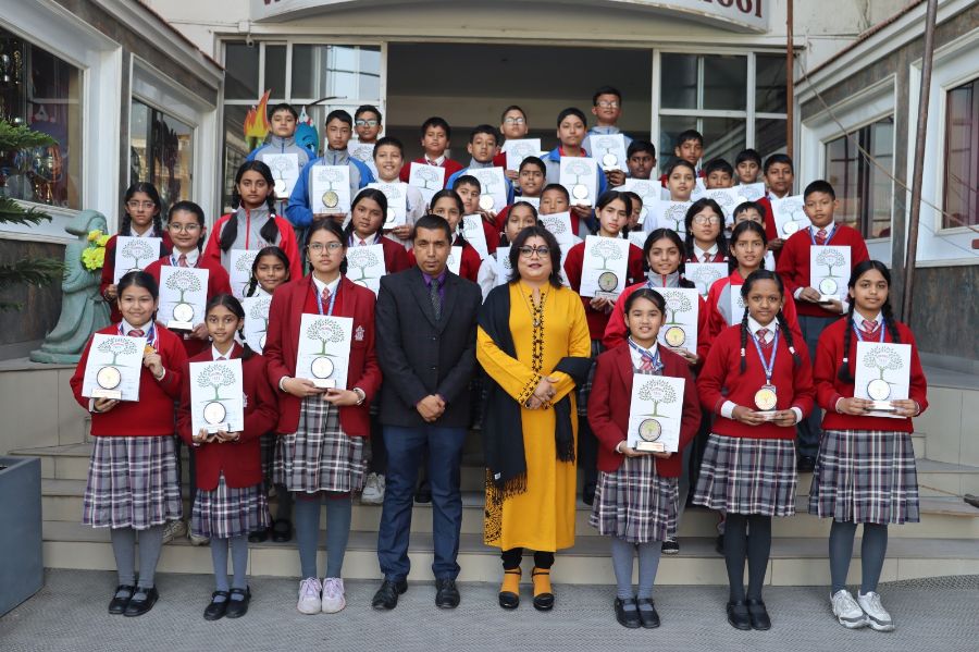Character Tree Award Distribution Ceremony in Middle School Principal Announces New Limelight Scholar Award for Section Toppers