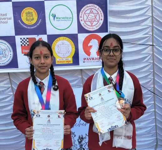 Pragya and Stuti Bring Laurels to DAV School in Chess