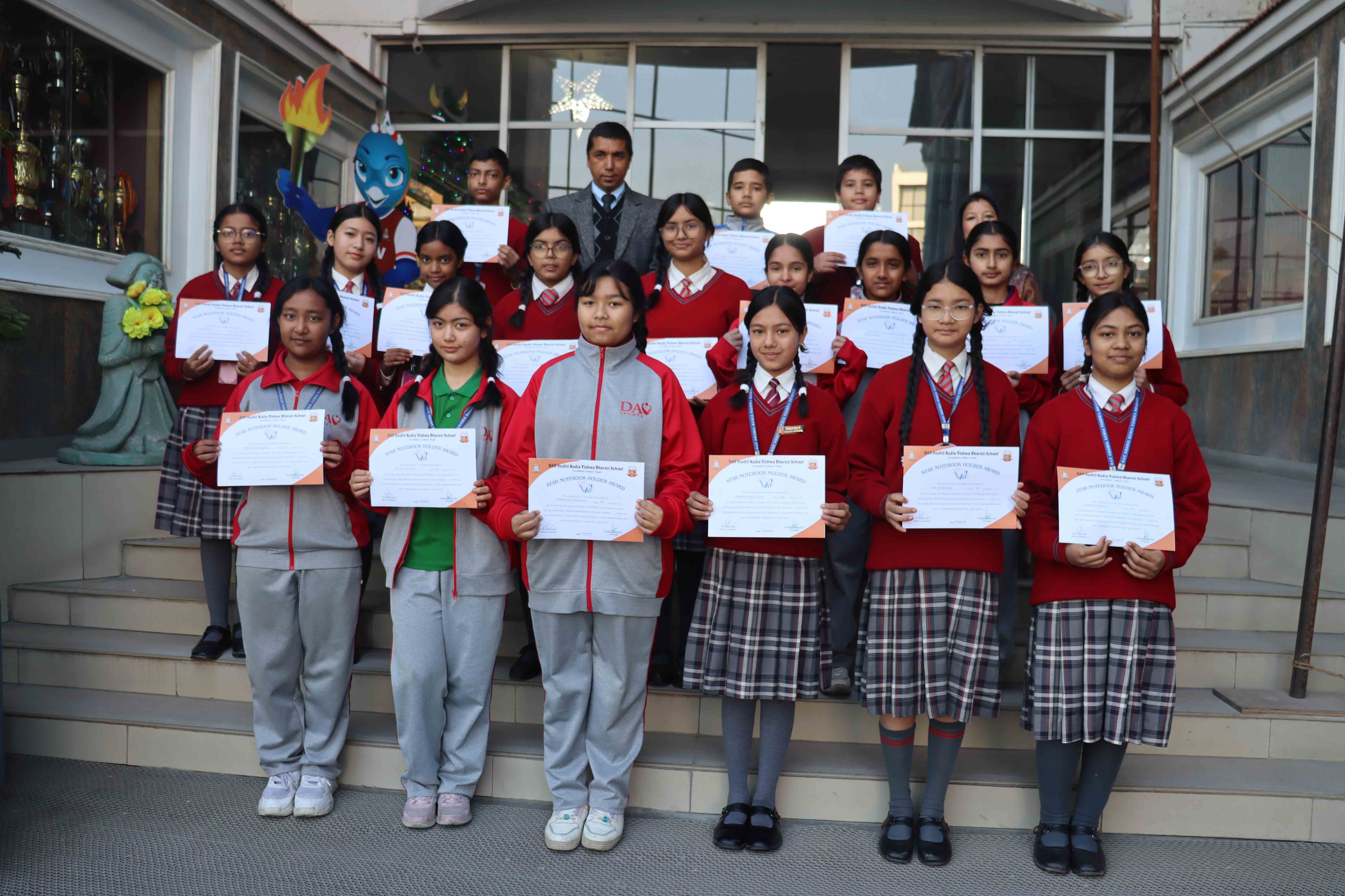 Sixty Students of Middle School Honoured with Star Notebook Holder Award in the First Semester