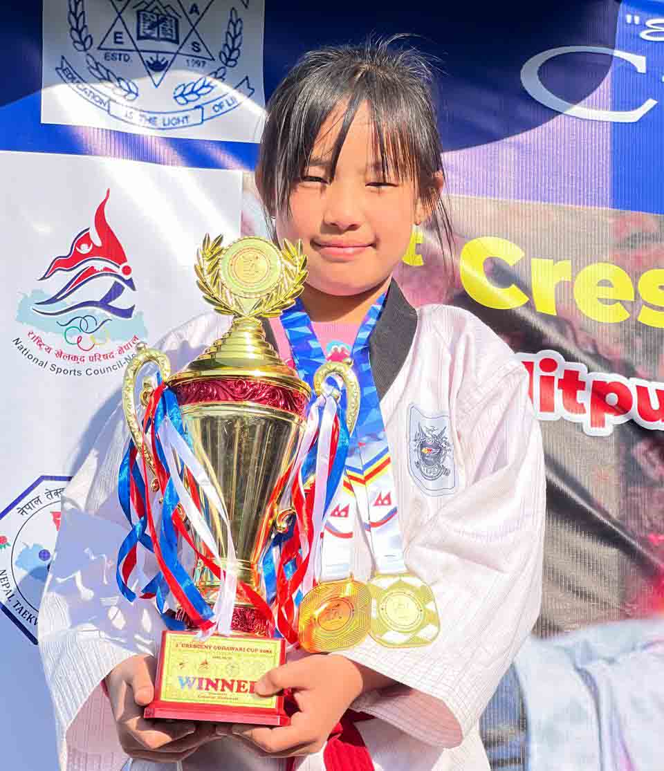 Akshunna Rai Secures Double Gold at Crescent Godawari Cup Taekwondo Championship