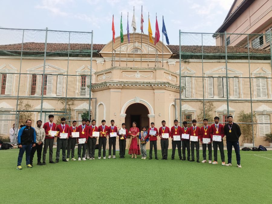 DAV Cricket Team Celebrates Twin Victories with the Principal