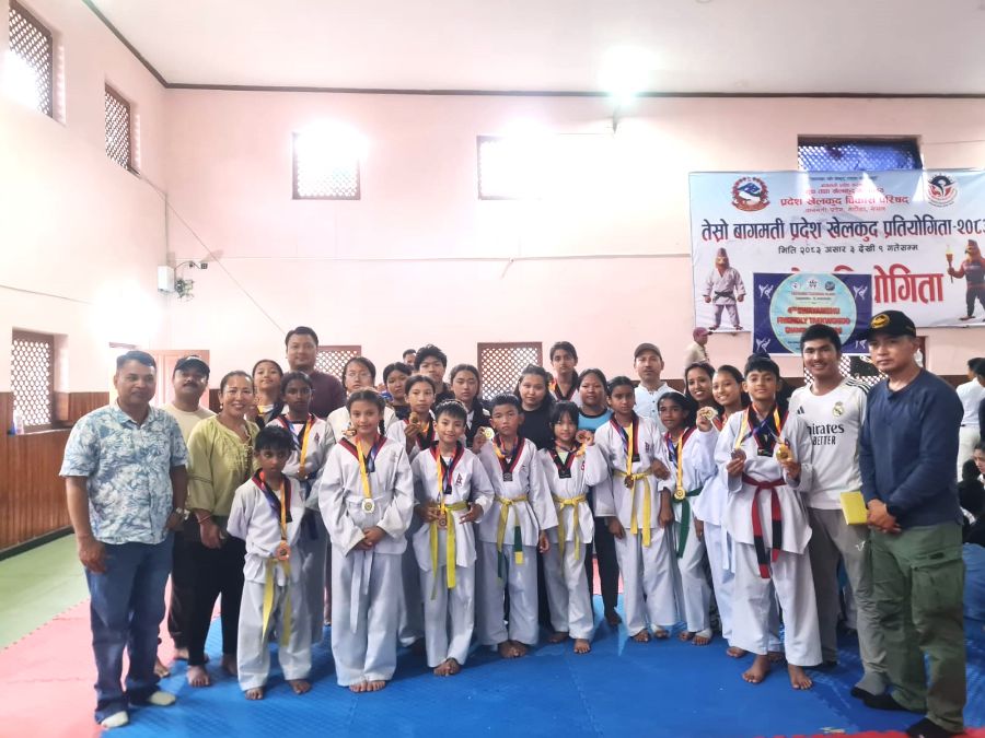 A Team of 35 Martial Arts Students Demonstrate Robust Sports Culture Nurtured by DAV at the 4th Swoyambhu Friendly Taekwondo Championship, 2026