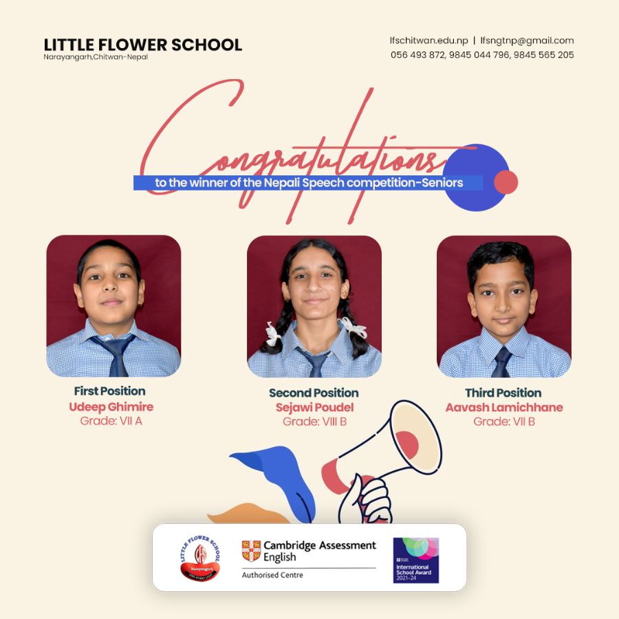 Winners, Nepali Speech Competition (Seniors)
